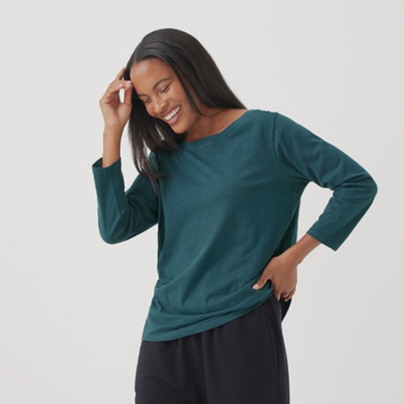 Pact Tops - Pact Relaxed slub boatneck in celestrial